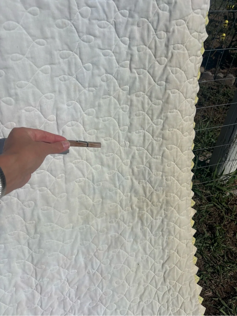 Handmade Yellow Patchwork Prairie Point Quilt